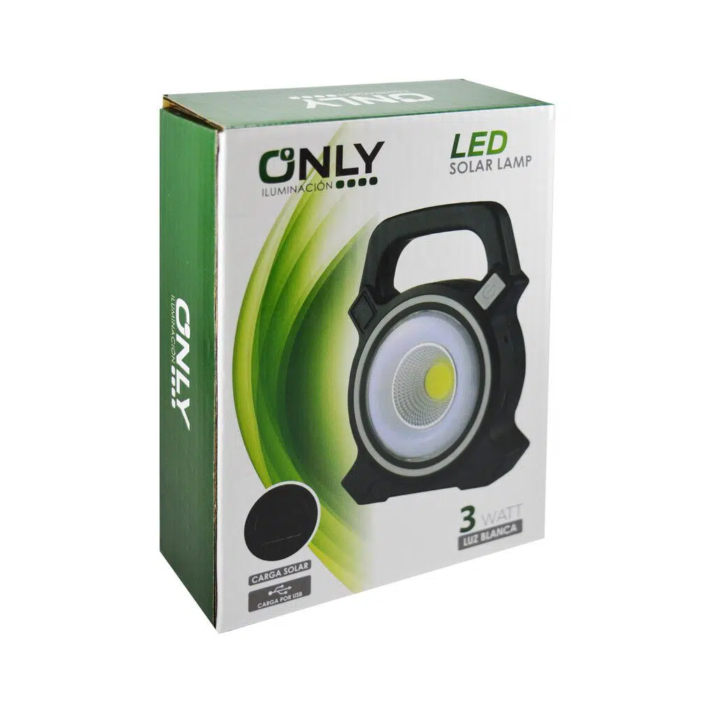 LINTERNA LED -ONLY- CON PANEL SOLAR USB 3W FRIA LINTERNA LED -ONLY- CON PANEL SOLAR USB 3W FRIA - Imagen 1