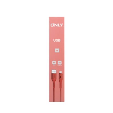 CABLE USB MOD 118 ECO LISO 2 - ONLY - V8 - ROJO