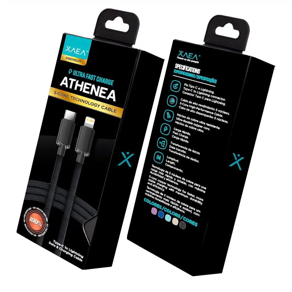 CABLE TIPO C - LIGHTNING MODX-098 - ATHENEA - XAEA - NEGRO CABLE TIPO C - LIGHTNING MODX-098 - ATHENEA - XAEA - NEGRO - Imagen 1