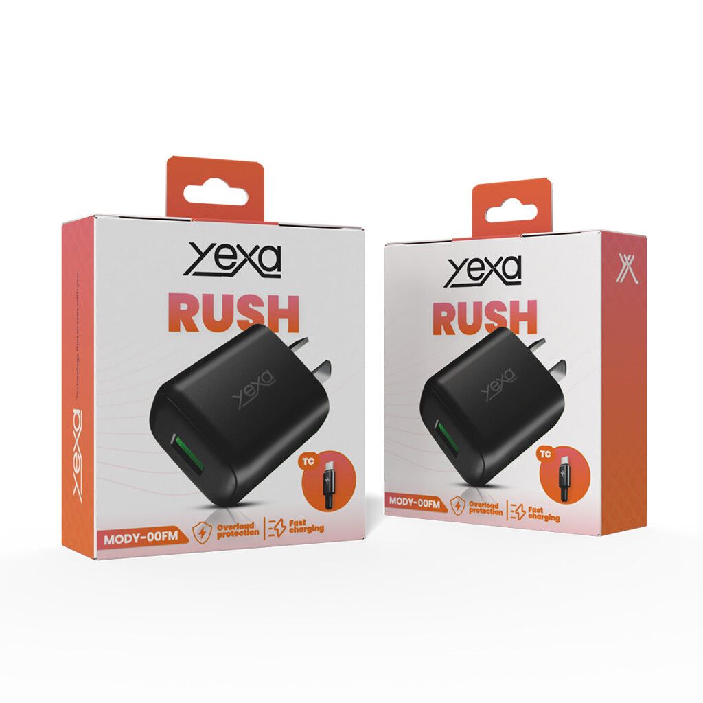 CARGADOR 220V 4.8A RUSH 1USB + CABLE TIPO C MODY-00FM - YEXA - NEGRO CARGADOR 220V 4.8A RUSH 1USB + CABLE TIPO C MODY-00FM - YEXA - NEGRO - Imagen 1